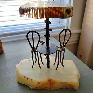 Vintage Demott Signed Bistro Table on Onyx Base